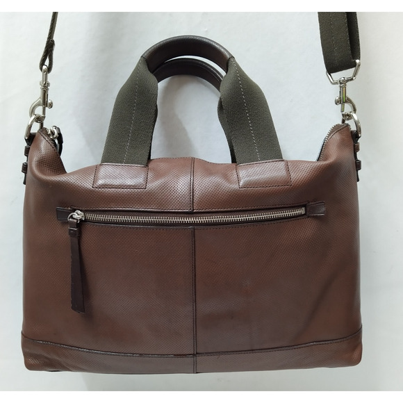 Coach Brown Leather Briefcase Messenger Zipper Closure Crossbody Bag - Picture 2 of 16